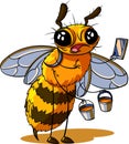 Busy bee managing the work with smartphone