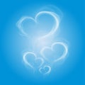 Abstract love heart smoke on blue sky radial background