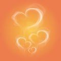 Abstract love heart smoke on orange radial background