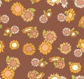 Retro Sunflower Seamless Print and Pattern