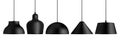 Set of Black Hanging Lamps Isolated on White Background