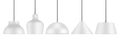 Set of White Ceiling Hanging Lamps Isolated