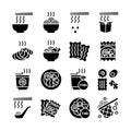 Noodle Icons, Asian food logos Set Royalty Free Stock Photo