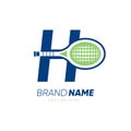 Letter H Initial Tennis Racket Logo Design Vector Icon Graphic Emblem Illustration Royalty Free Stock Photo
