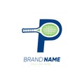 Letter P Initial Tennis Racket Logo Design Vector Icon Graphic Emblem Illustration Royalty Free Stock Photo