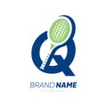 Letter Q Initial Tennis Racket Logo Design Vector Icon Graphic Emblem Illustration Royalty Free Stock Photo