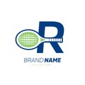 Letter R Initial Tennis Racket Logo Design Vector Icon Graphic Emblem Illustration Royalty Free Stock Photo