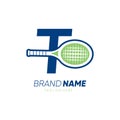 Letter T Initial Tennis Racket Logo Design Vector Icon Graphic Emblem Illustration Royalty Free Stock Photo