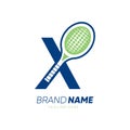 Letter X Initial Tennis Racket Logo Design Vector Icon Graphic Emblem Illustration Royalty Free Stock Photo