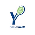 Letter Y Initial Tennis Racket Logo Design Vector Icon Graphic Emblem Illustration Royalty Free Stock Photo