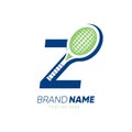 Letter Z Initial Tennis Racket Logo Design Vector Icon Graphic Emblem Illustration Royalty Free Stock Photo