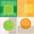 striped backgrounds featuring circled and squared shapes