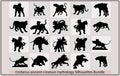 Cerberus ancient creature mythology silhouette,Cerberus ancient creature mythology vector bundle collection