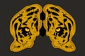 Stylized tiger face on dark background