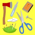 Set of tools for cutting wood. Vector illustration. Royalty Free Stock Photo