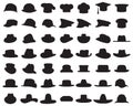 silhouettes of various caps and hats Royalty Free Stock Photo