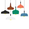 Set of Cartoon Flat Hanging Lamps Isolated