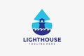 lighthouse waves water logo