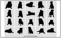 Pug Silhouette,Vector dog breeds silhouettes collection isolated on white,pub vector bundle