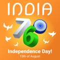 India Independence Day greeting card, 76th anniversary of independence of India, 15th august day invitation Royalty Free Stock Photo