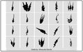 Pale dark silhouettes of gladioluses bouquet on a gray background,gladioluses illustration,gladioluses vector bundle