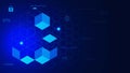 Blockchain technology background with hexagonal shapes Royalty Free Stock Photo