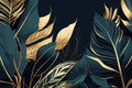 Abstract luxury art background with tropical leaves. Vector illustration Royalty Free Stock Photo