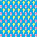 Ice cream seamless pattern isolated on blue background. Vector seamless summer pattern, sweet desserts, ice cream.