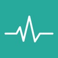 Beat icon isolated on green background. Heart beat monitor pulse line art vector illustration icon for medical apps.