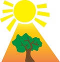 sun and tree that tree need photosynthesis to live and give live to others too simple vector