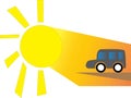 the car is going through the sun in sunny weather, feels hot and thirsty simple vector