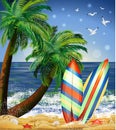 Summer Beach Party card with serf boards