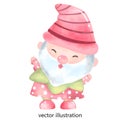 Gnome watercolor for decoration , easter egg , illustration , design