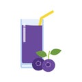 blueberry juice icon flat style element isolated on white background vector illustration. Royalty Free Stock Photo