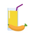 banana juice icon flat style element isolated on white background vector illustration. Royalty Free Stock Photo