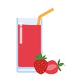 strawberry juice icon flat style element isolated on white background vector illustration. Royalty Free Stock Photo