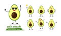 Avocado Wear Sunglasses Cartoon Character Set Royalty Free Stock Photo
