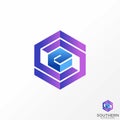 letter CCE or SE cutting hexagon font. Related to initial monogram sport tech Royalty Free Stock Photo