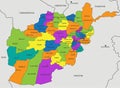 Colorful Afghanistan political map with clearly labeled, separated layers.