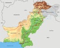Detailed Pakistan physical map with labeling.