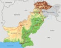 Detailed Pakistan physical map with labeling. Royalty Free Stock Photo