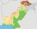 Detailed Pakistan physical map.