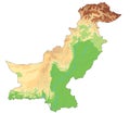 Detailed Pakistan physical map. Royalty Free Stock Photo