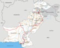 Detailed Pakistan road map with labeling.