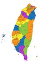 Colorful Taiwan political map with clearly labeled, separated layers. Royalty Free Stock Photo