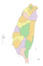 Taiwan - detailed editable political map.