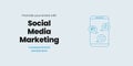 Social Media Marketing Banner on Blue Background. Stylish SMM Banner Royalty Free Stock Photo