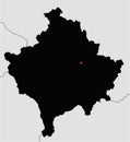 Detailed Kosovo Silhouette map.