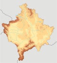 Detailed Kosovo physical map.