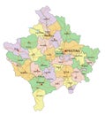 Kosovo - detailed editable political map with labeling. Royalty Free Stock Photo